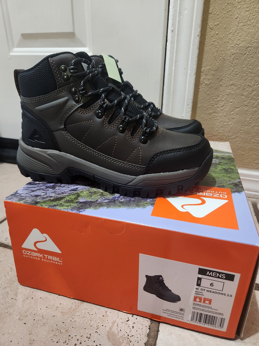 Ozark Trail Men's Mid-Height Hiking Boots in Olive and Black
